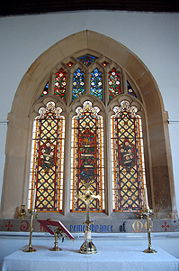 The east window of the chancel at Flitton August 2011